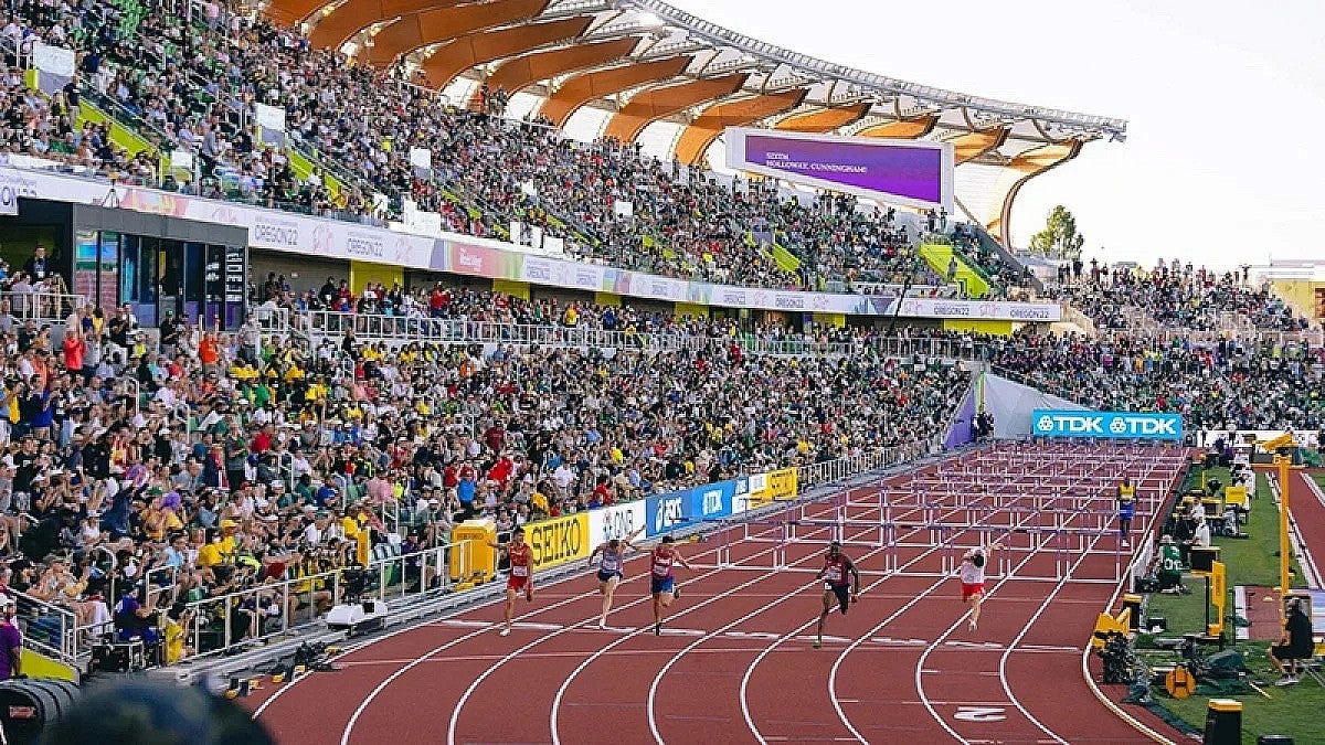 Hayward Field track during the World Championships