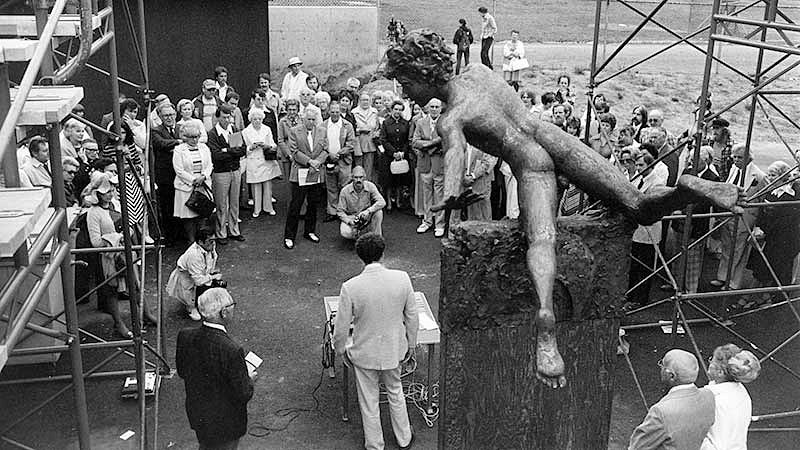 Press conference announcing the renovation of Hayward Field in April 1987