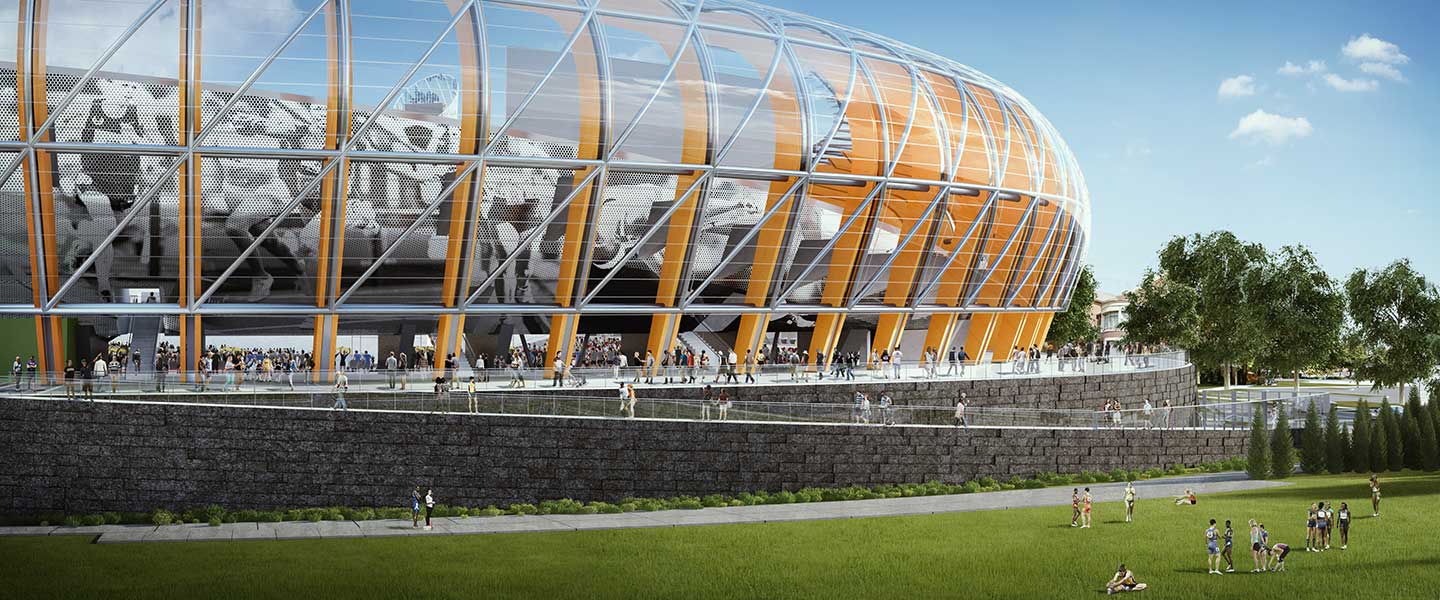 Rendering of the south side of Hayward Field Rendering of the south side of Hayward Field