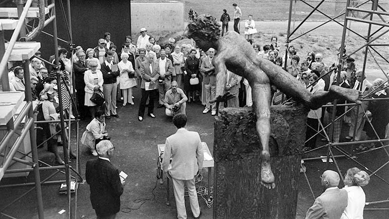 Press conference announcing the renovation of Hayward Field in April 1987 Press conference announcing the renovation of Hayward Field in April 1987