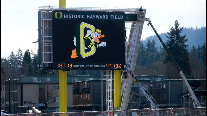 New scoreboard at Hayward Field New scoreboard at Hayward Field