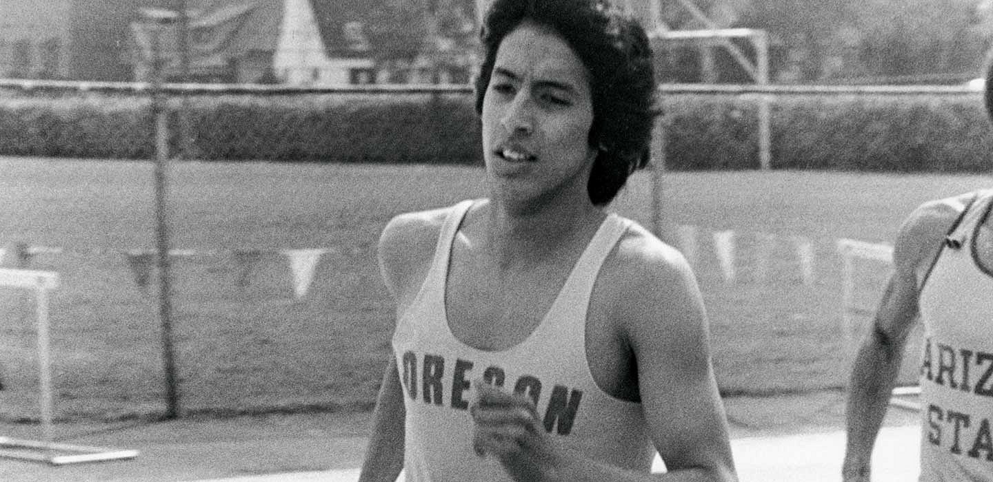 Rudy Chapa during a 1977 race at Hayward Field Rudy Chapa during a 1977 race at Hayward Field