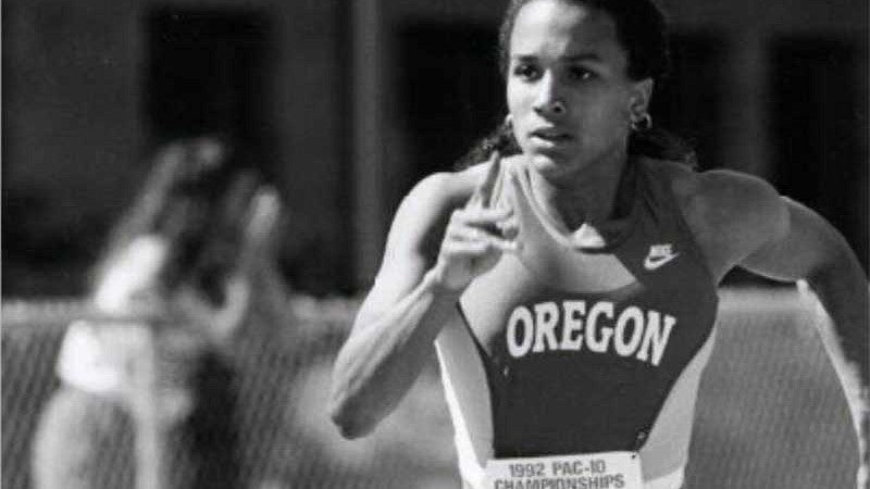 Sprinter Camara Jones winning the 400 meters during the Pac-10 Conference championships at Hayward Field in 1992 Sprinter Camara Jones winning the 400 meters during the Pac-10 Conference championships at Hayward Field in 1992